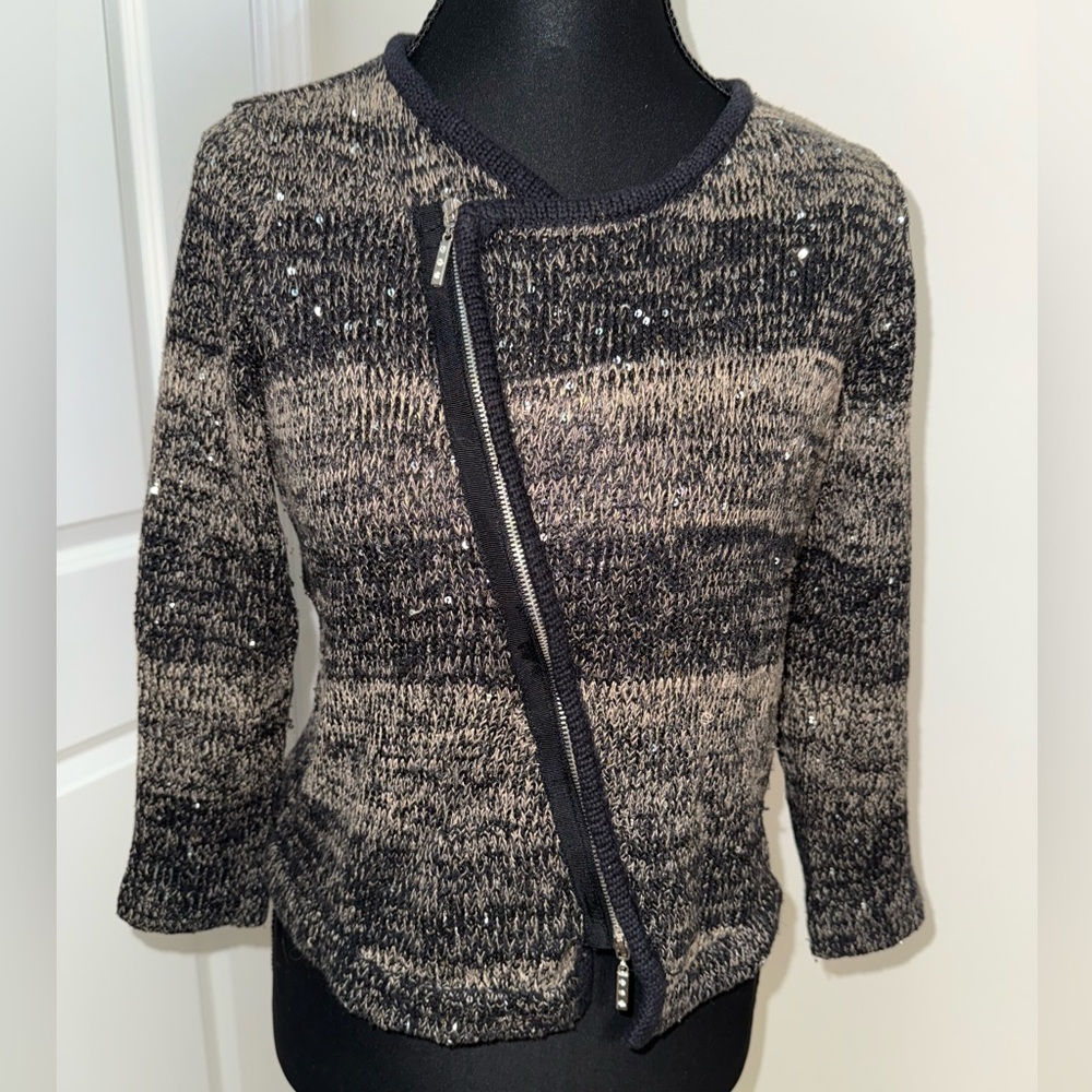 INC Shimmery Zip-Up Sweater